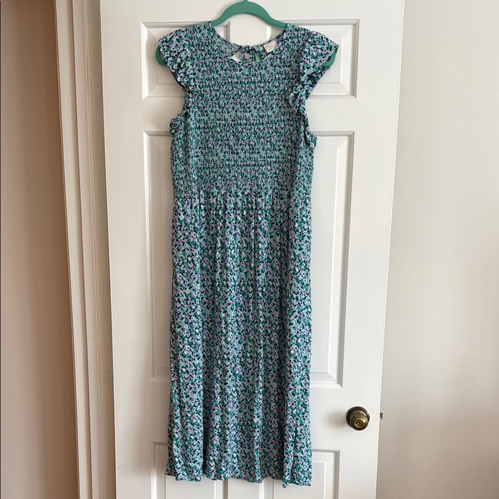 Multicolored Smocked Tiered Sundress with Flutter Cap Sleeves